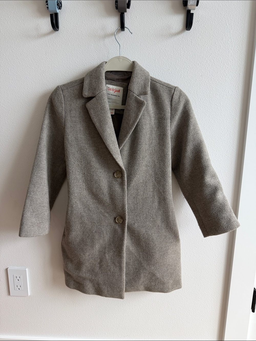 Cat & Jack Kids Taupe Herringbone Pea Coat